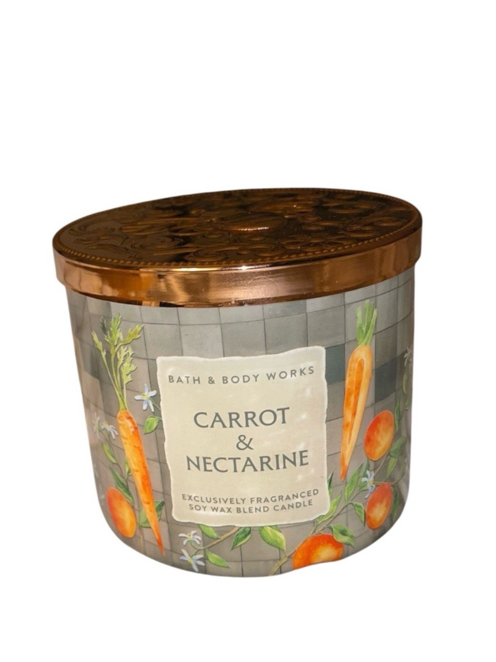 BATH & BODY WORKS CARROT & NECTARINE 3 WICK CANDLE